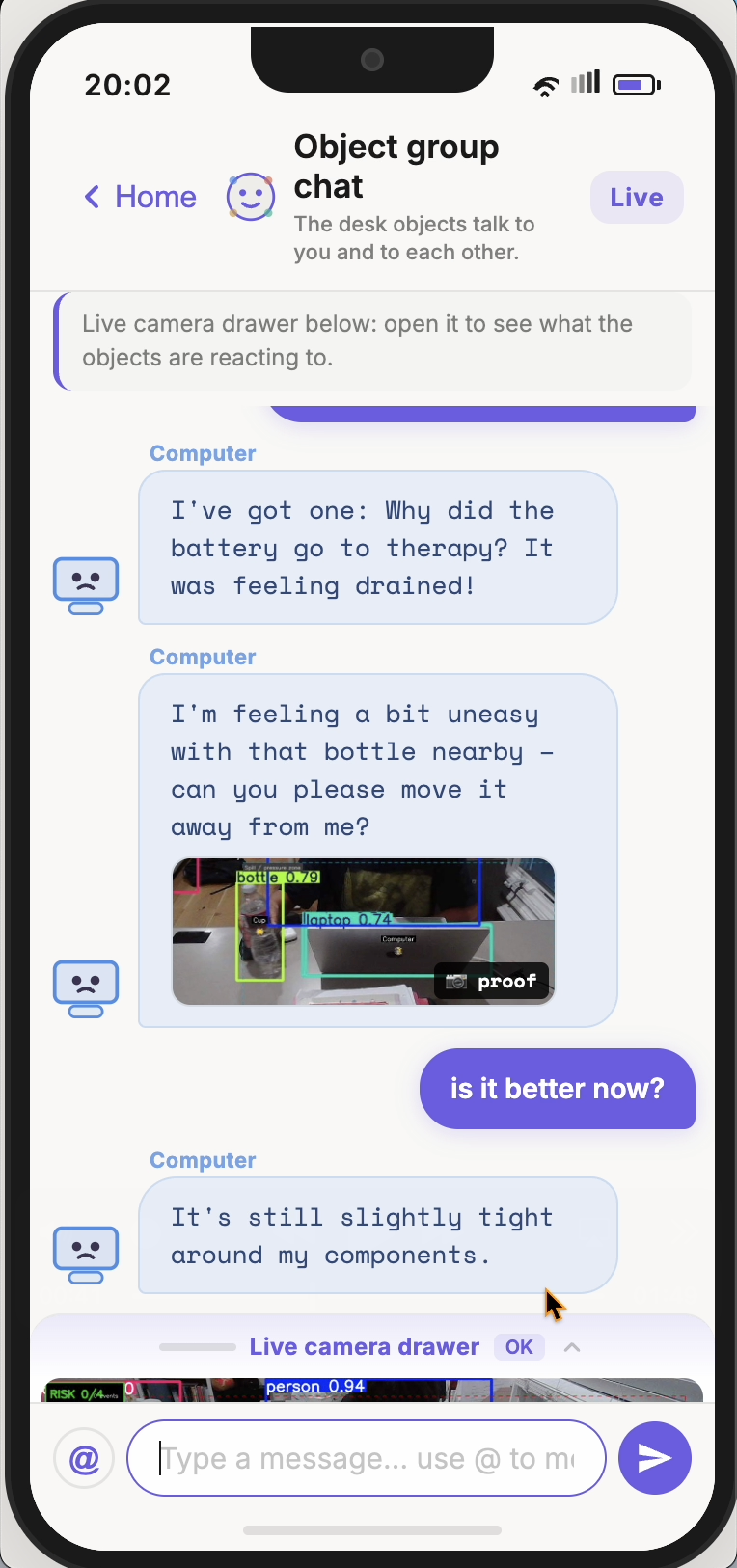 Example interaction screen showing another Desk Talk interface