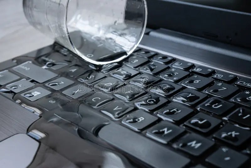Water spillage example on a desk